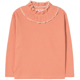 Tiny Cottons Longsleeve Rib Ruches Stripes Beige Roze
