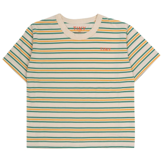 Tiny Cottons T-Shirt Crème/Groen/Oranje Strepen