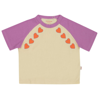 Tiny Cottons T-shirt Creme/Paars Hartjesprint