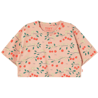 Tiny Cottons T-shirt roze kersenprint cropped