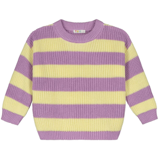 Yuki Sweater Paars Geel Strepen Ice Cream gebreide kindertrui
