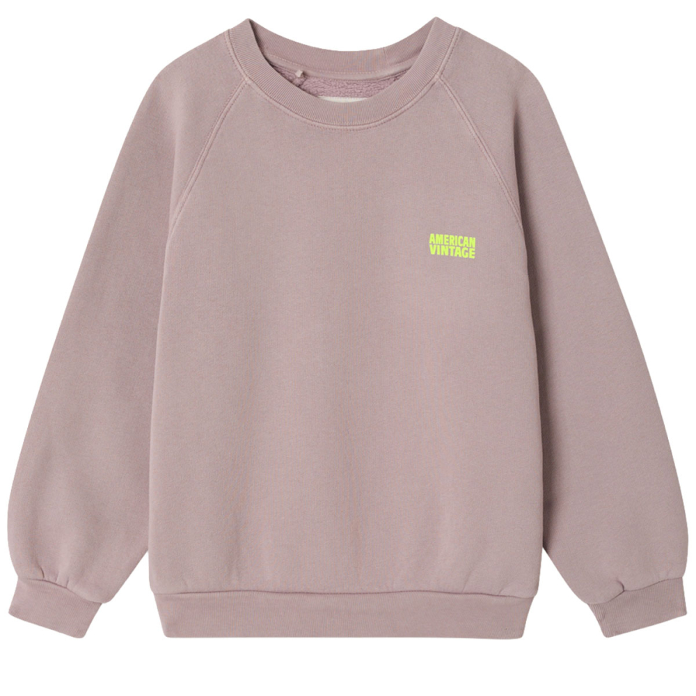 American Vintage Izubird sweater Prunelle Vintage met ronde hals en neonlogo op de borst