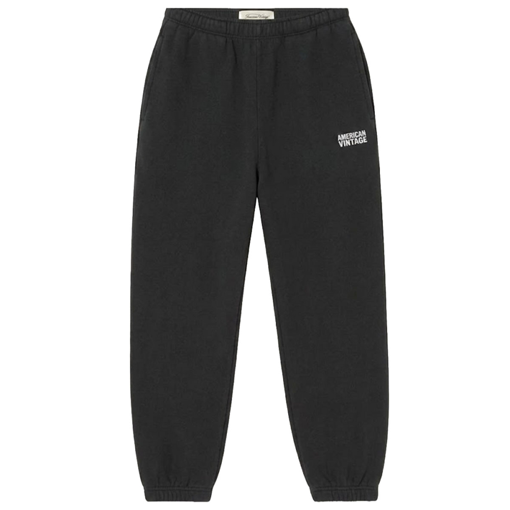 American Vintage Izubird joggingbroek Charbon Vintage met elastische taille, boorden en wit logo