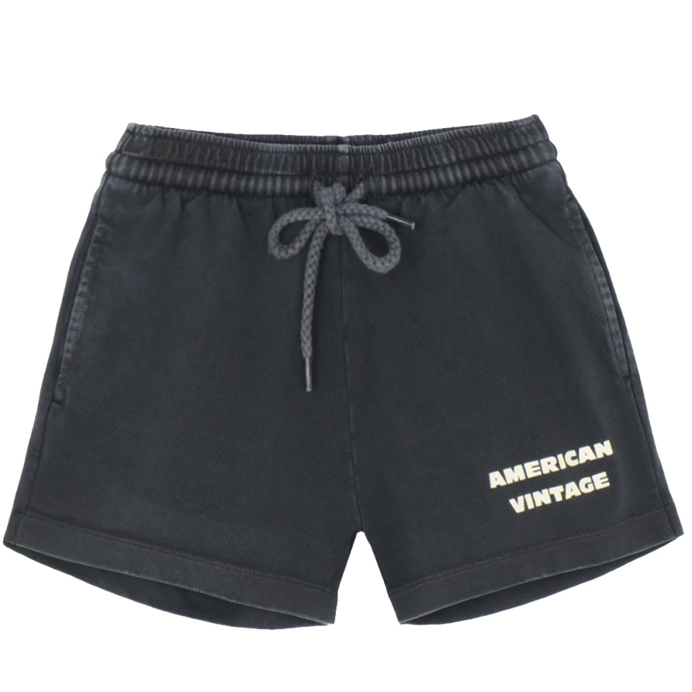 American Vintage Fizvalley short noir zwarte korte broek kinderen voorkant