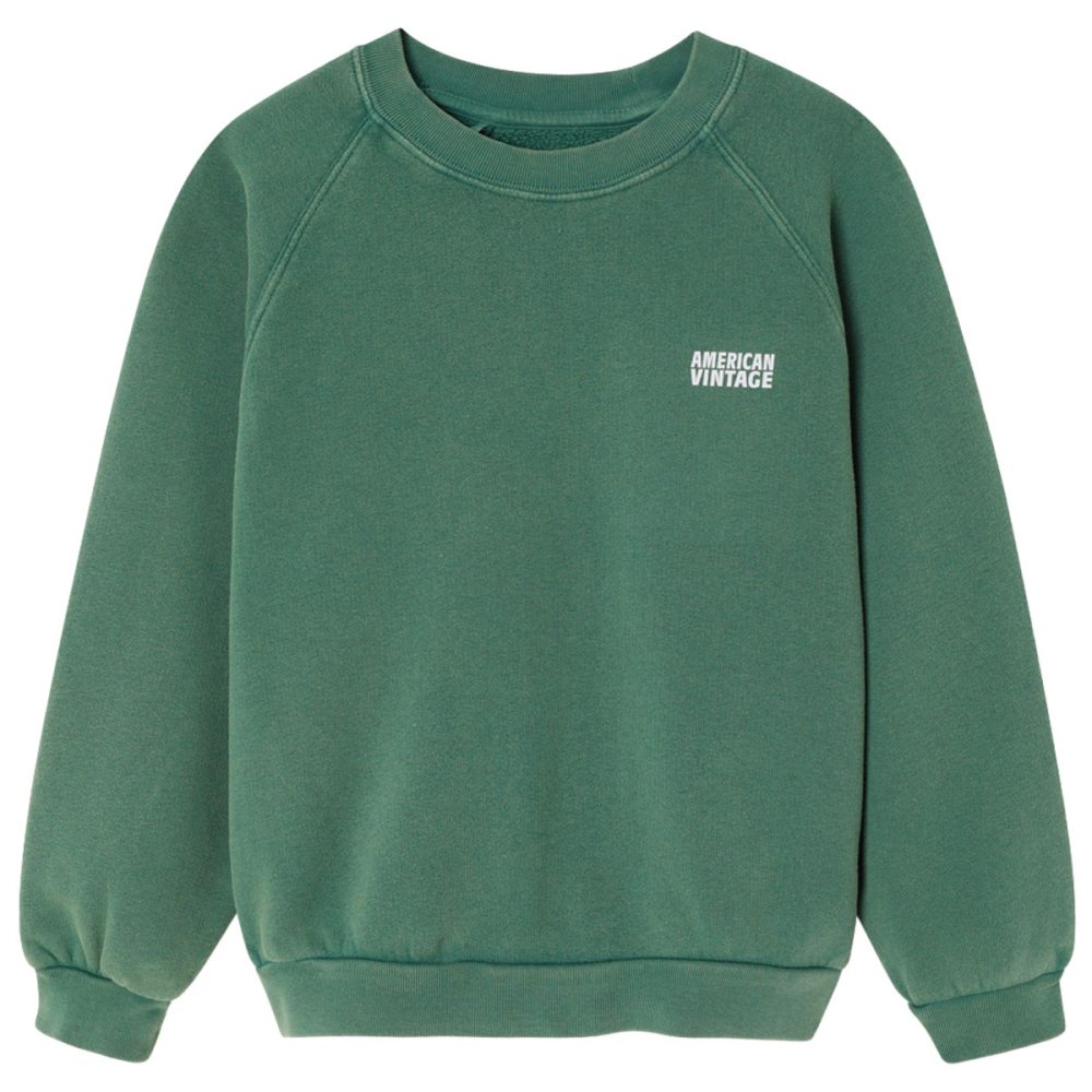American Vintage Izubird sweater Cedre Vintage met ronde hals en wit logo op de borst