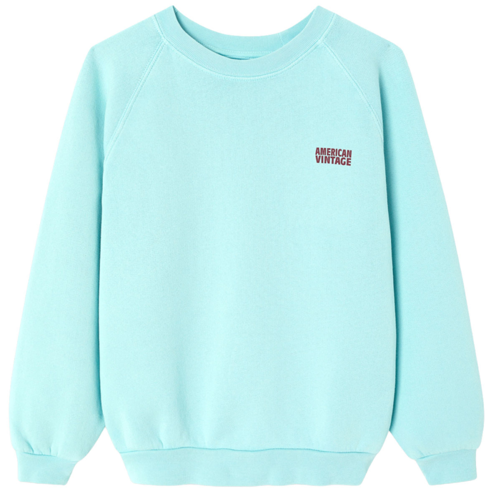 American Vintage Izubird sweater Glacier Vintage met ronde hals en logo op de borst
