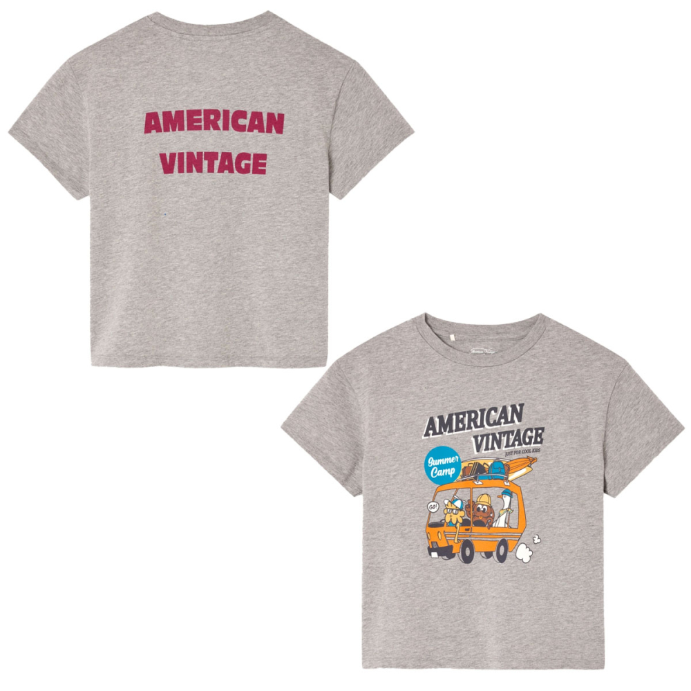 American Vintage T-shirt Grijs Summer Camp Heather Grey