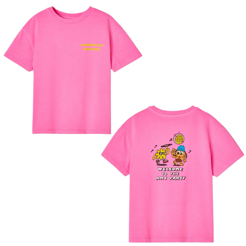 American Vintage T-shirt Roze Welcome To The Amv Party