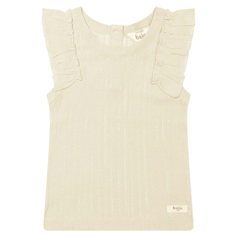 Baje Studio Top Creme Pointelle Ruffle Lima Creme Oat