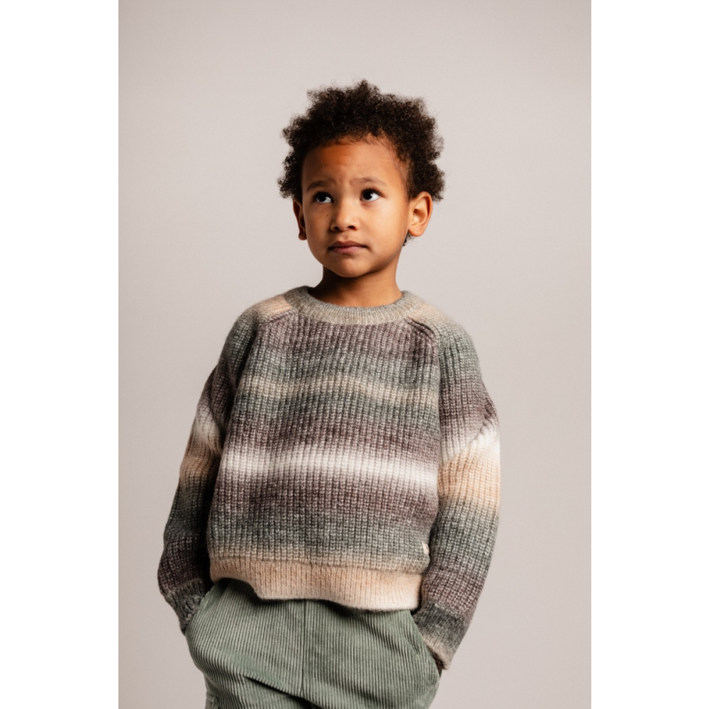 Baje Studio Gebreide Trui Grijs/Groen/Bruin Bern Grey Melange Mulitcolor