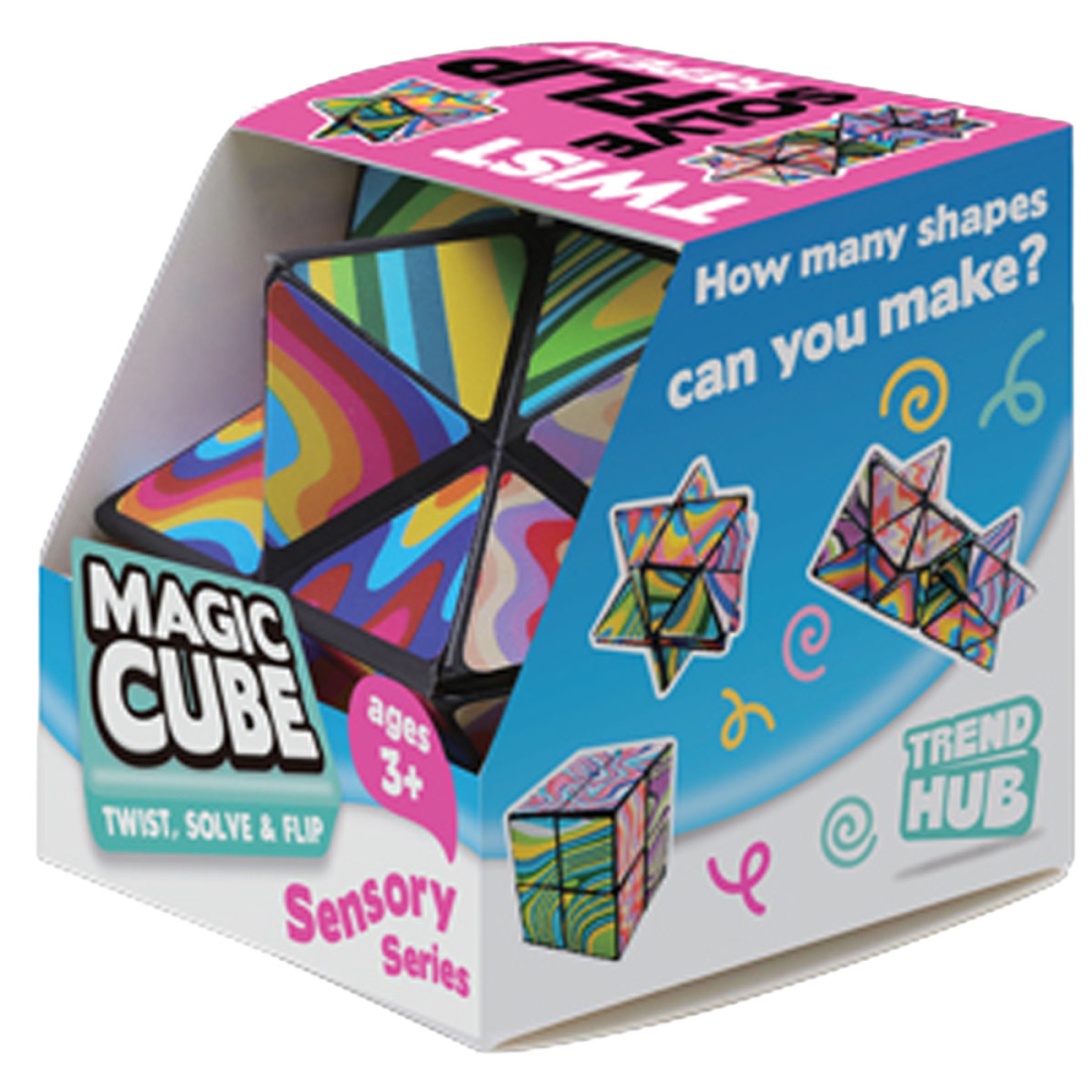 Brainstorm Sensory Magic Cube Vouwkubus in Kleurrijke Kaleidoscoop uitvoering met vrolijke regenboogkleuren van Trend Hub