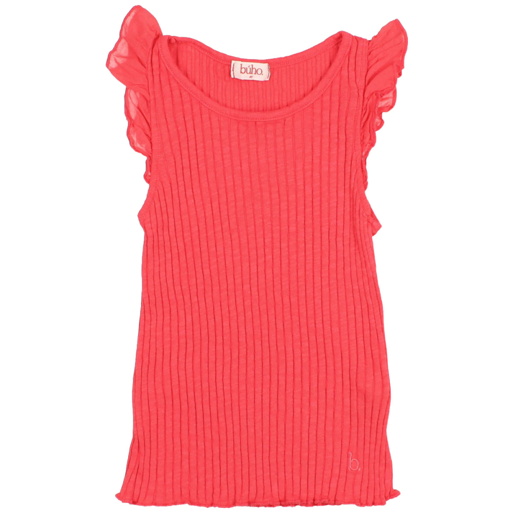 Buho Barcelona top roze rib coral meisje voorkant