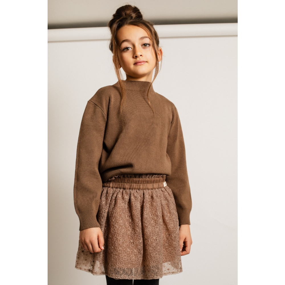 Baje Studio Rok Bruin Tule Bloemen Fey Brown Cacao
