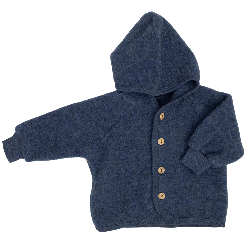 Engel Natur Jas Blauw Wol Fleece Blue Melange