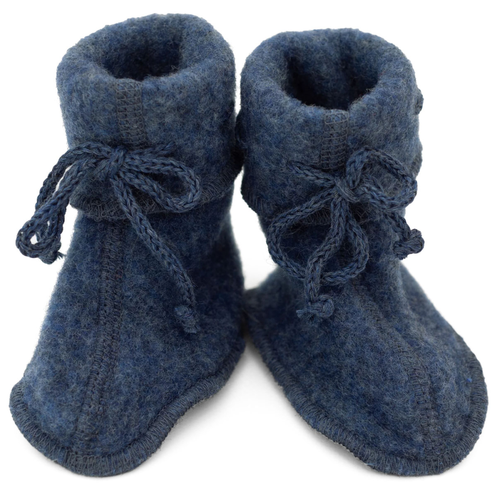 Engel Natur Slofjes Blauw Wol Fleece Blue Melange