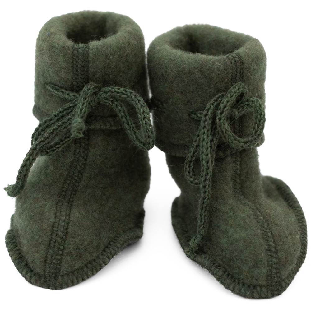 Engel Natur Slofjes Groen Wol Fleece Reed Melange