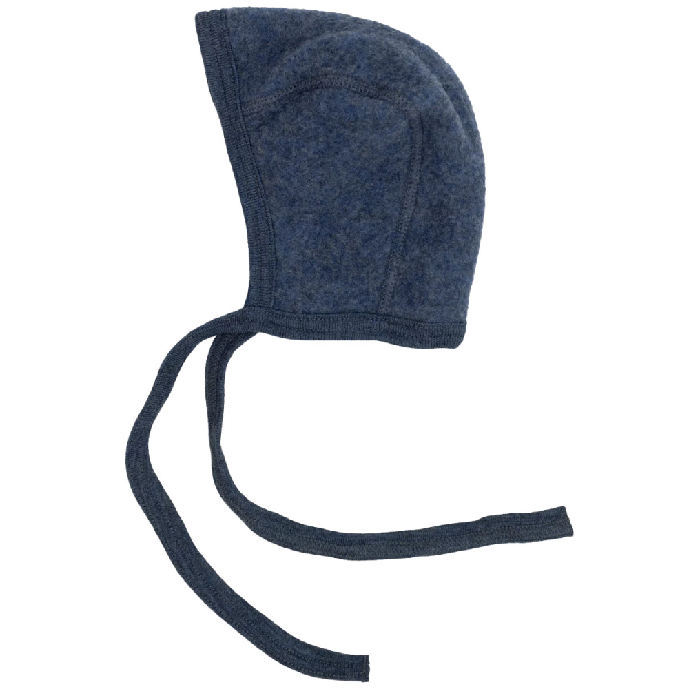 Engel Natur Strikmutsje Blauw Wol Fleece Blue Melange