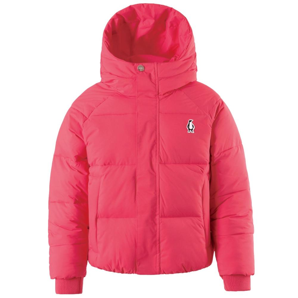 Gosoaky Flashy Dragon Winterjas Paradise Pink met vaste capuchon en pinguïnpatch