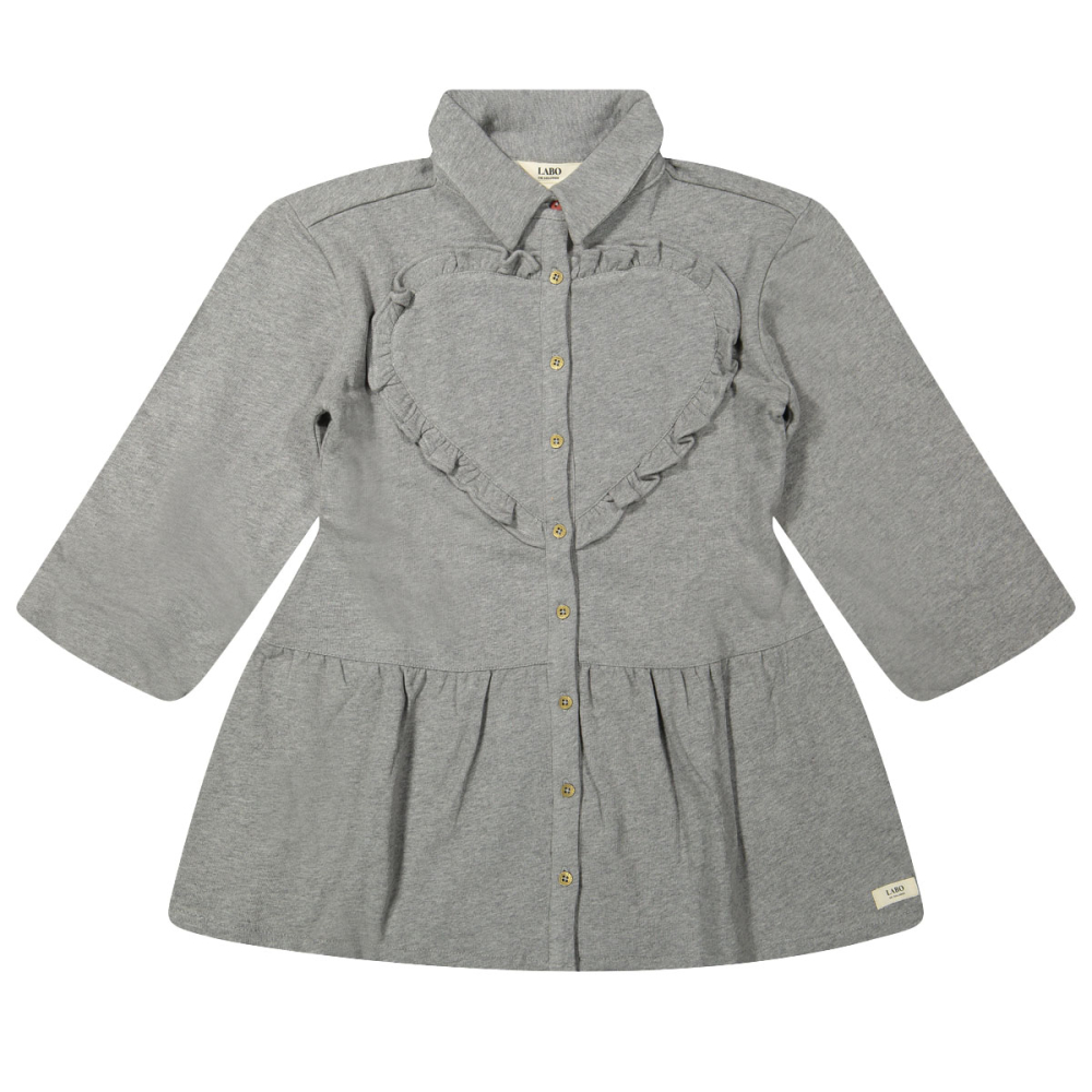 Labo De Colore Jurk Grijs Hart Ruffle
