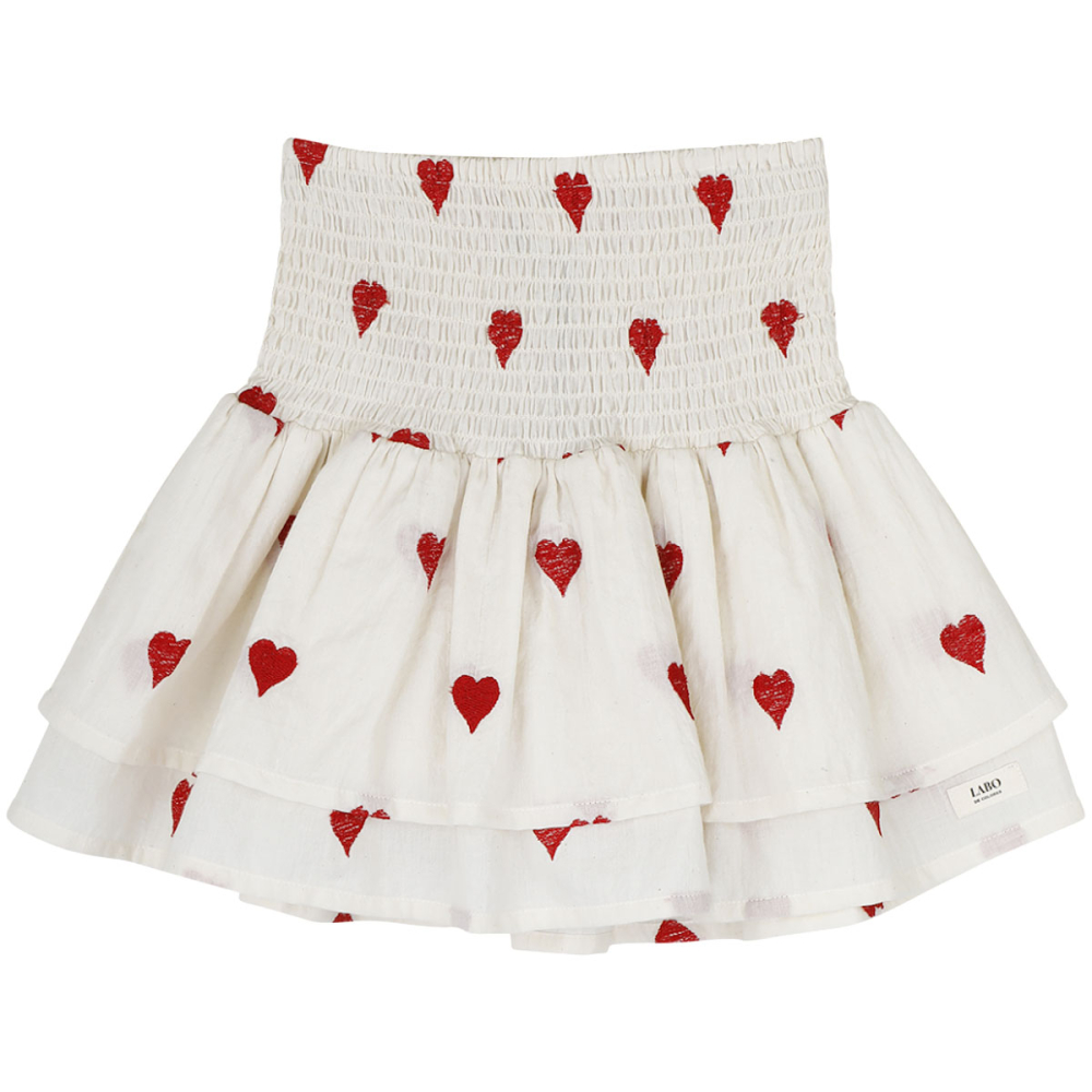 Labo De Colores rok creme hartjes meisjes – Lana Skirt Short White zomercollectie Pudilo