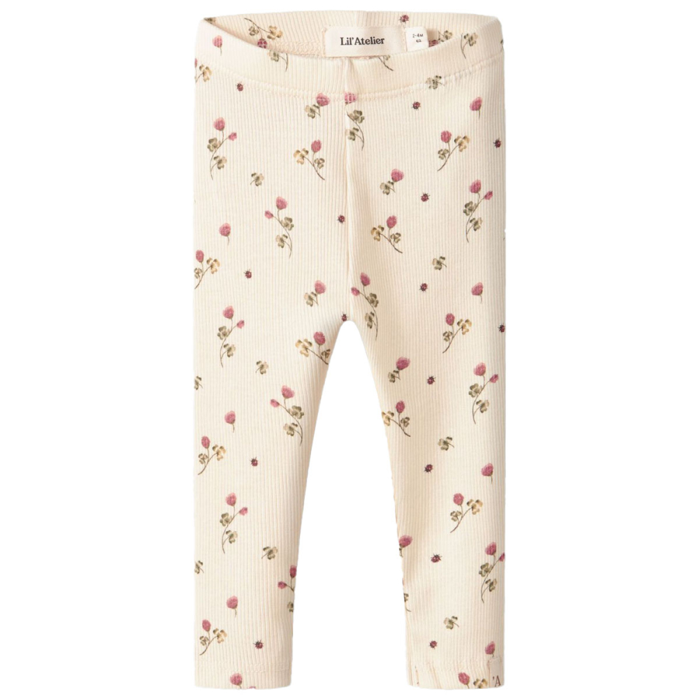 Lil Atelier Legging Creme/Rood Bloemen Lieveheersbeestjes Turtledove Baby