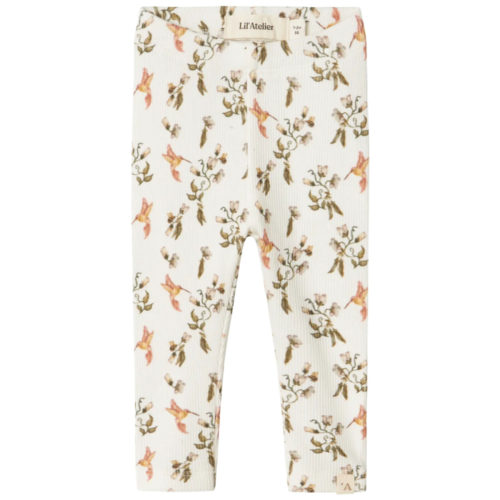 Lil Atelier Legging Wit Bloemen Coconut Milk
