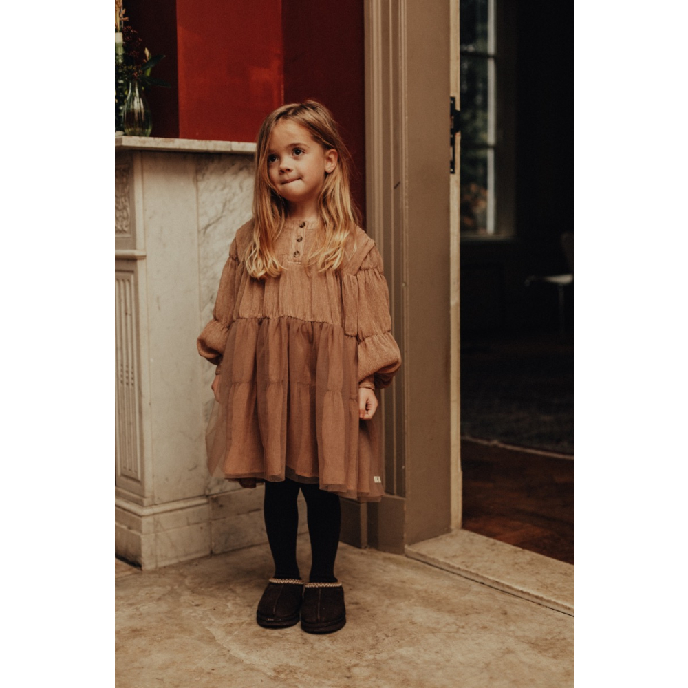 Baje Studio Jurk Bruin Tule Jura Brown Cacao