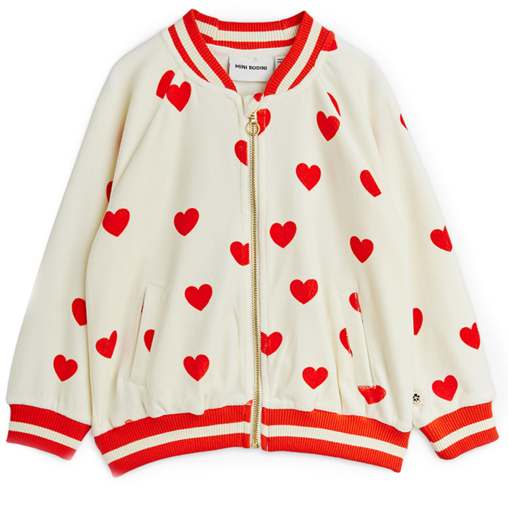Mini Rodini Vest Creme/Rood Hartjes
