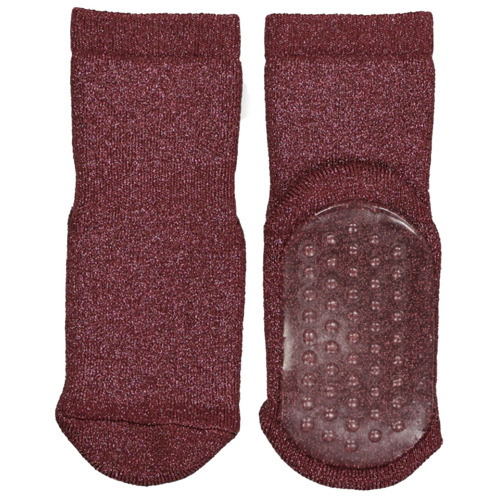 MP Denmark Anti-Slip Sok Rood Glitter Celina 79208-1451 Wine Red