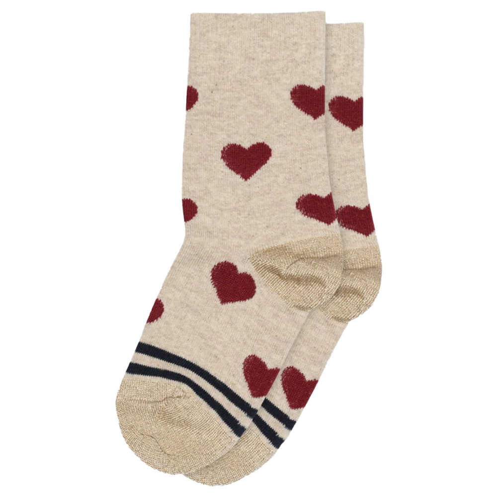 MP Denmark Sok Beige/Rood Hartjes Ada 79284-108 Beige Melange