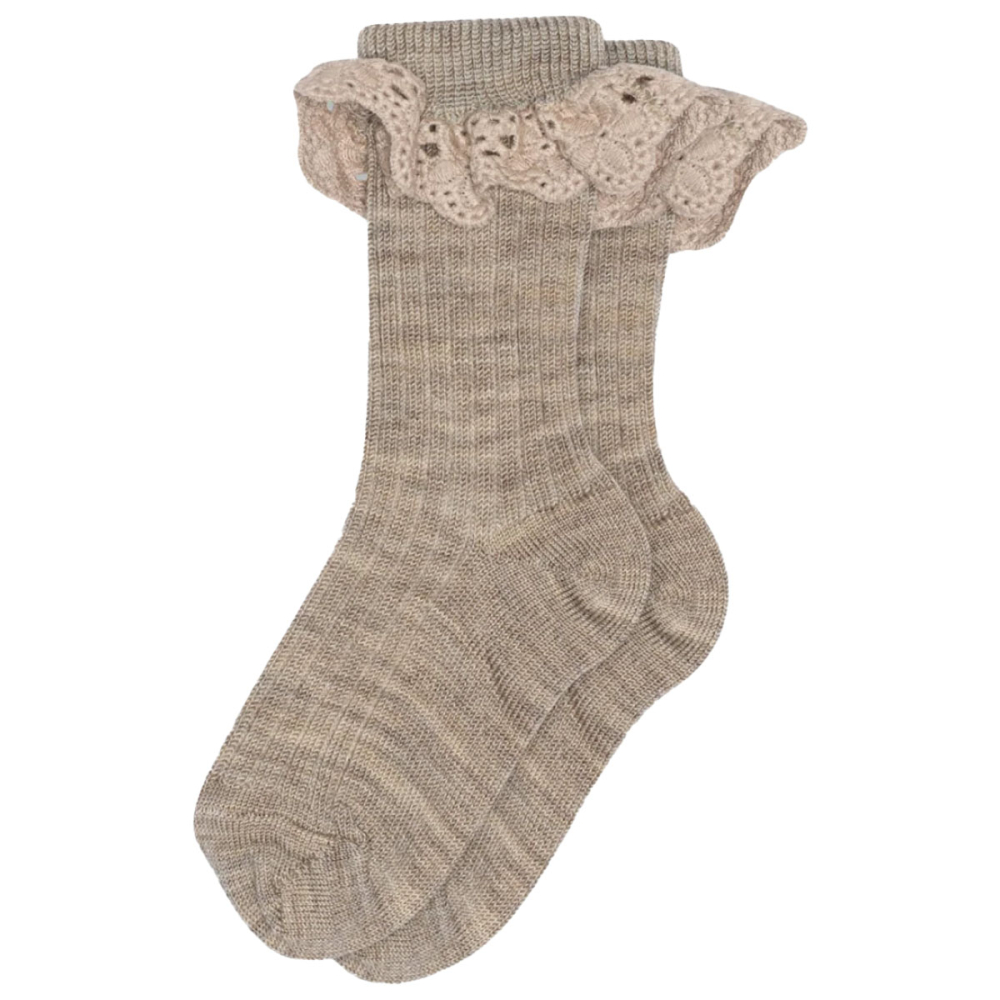 MP Denmark Sok Bruin Kant Wol Lea 59045-489 Light Brown Melange
