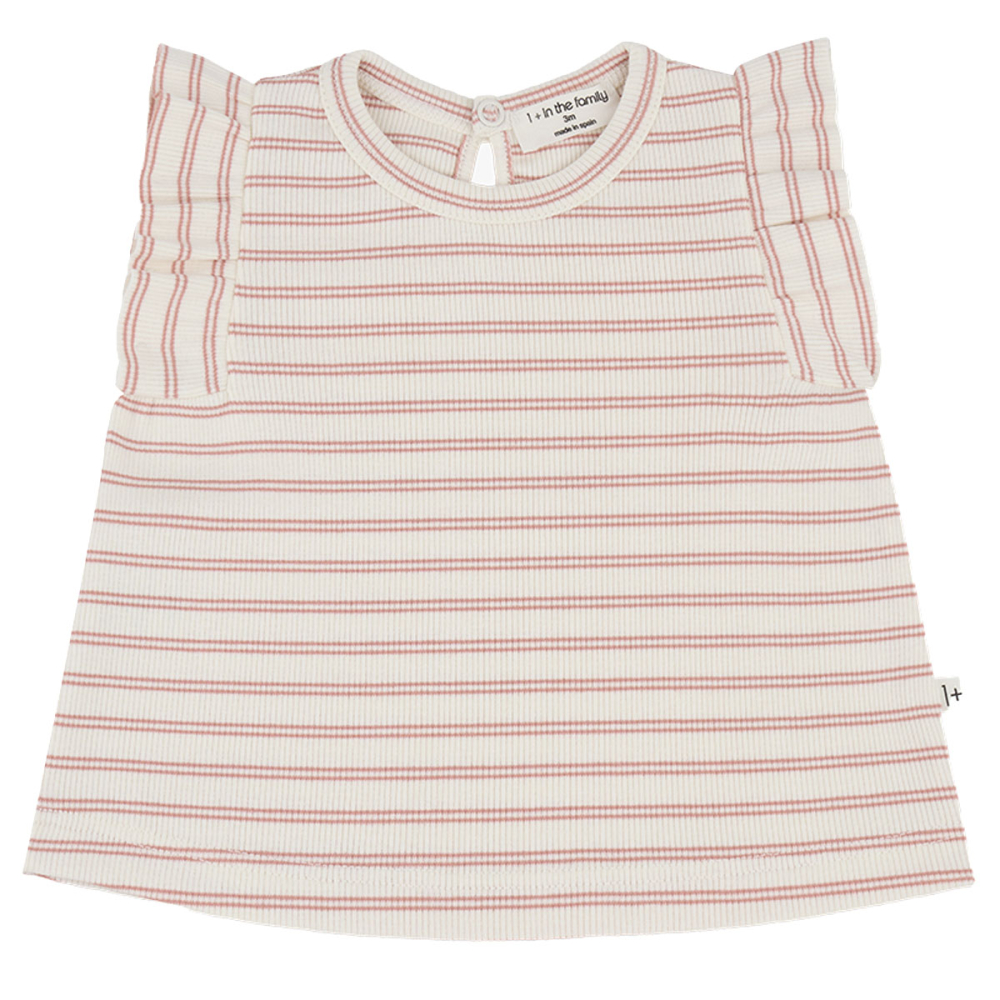 One More In The Family Top Dafne Roze/Creme Strepen Coral