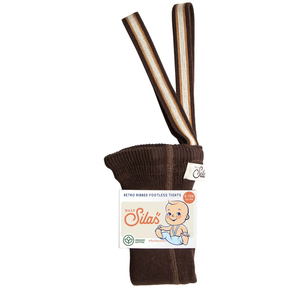 Silly Silas Footless Maillot Chocolate Brown Striped
