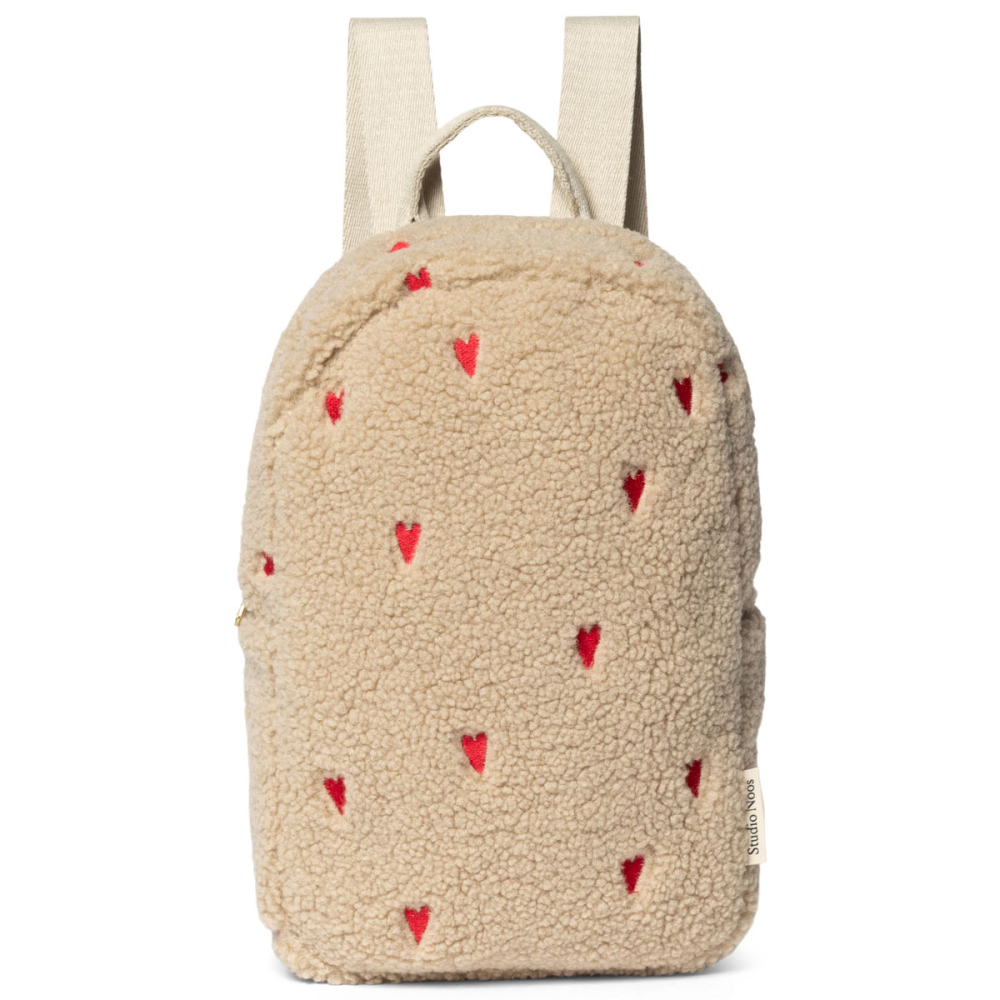 Studio Noos Rugzak Teddy Creme Hartjes Mini