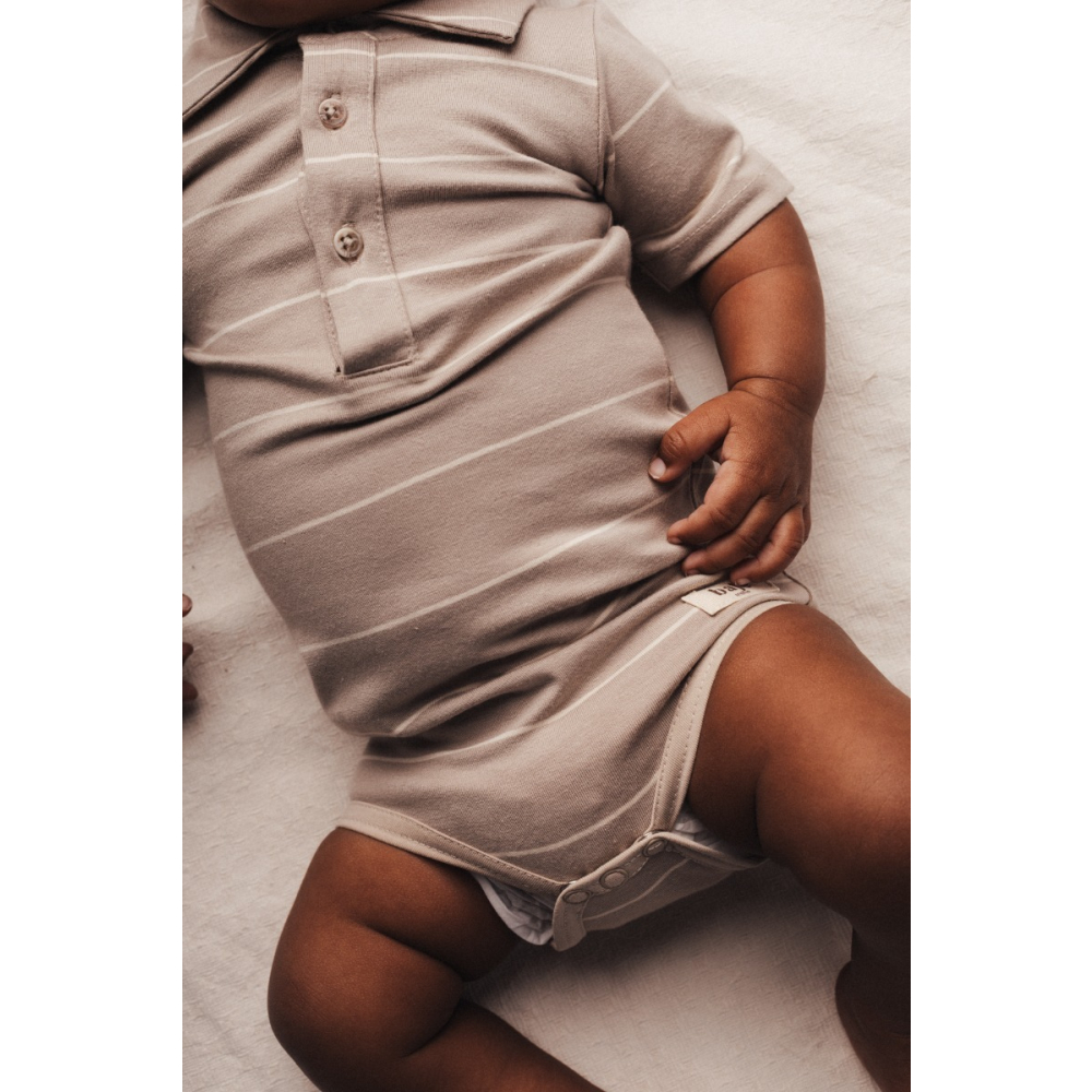 Baje Studio Romper Beige/Creme Strepen Meco Taupe Clay