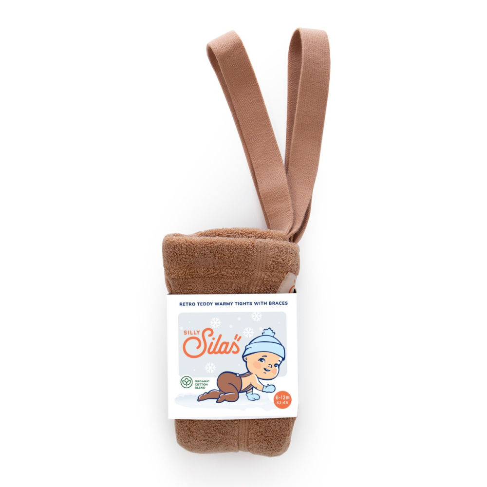 Silly Silas Teddy Warm Tights Footed Light Brown