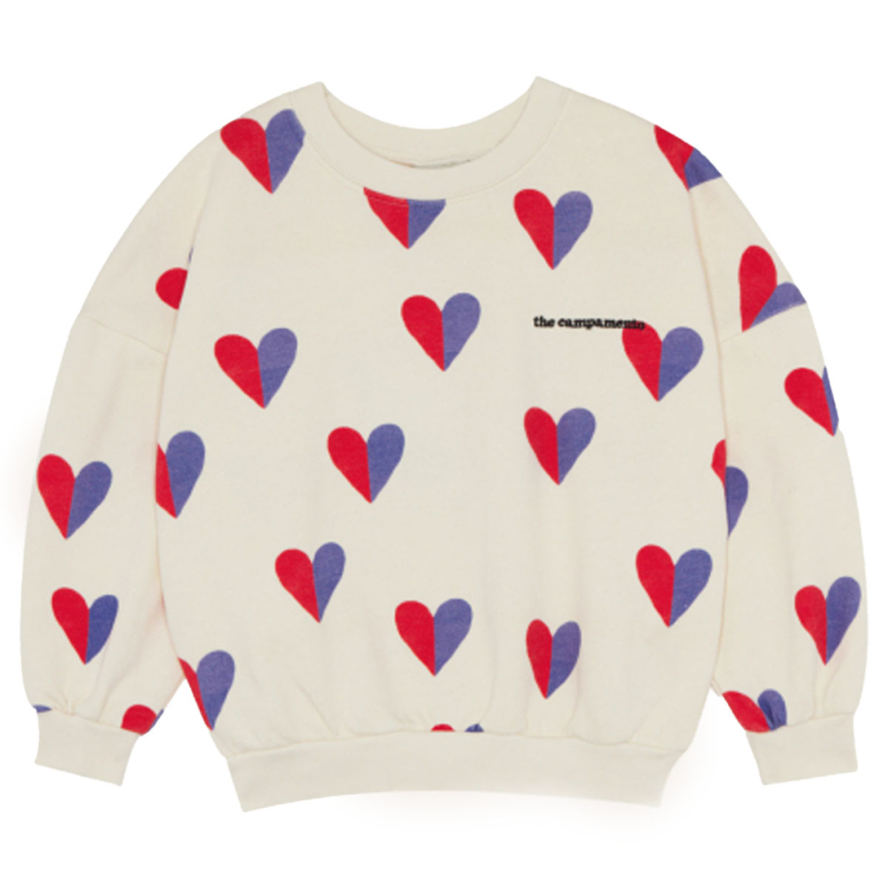The Campamento Sweater Creme/Rood/Paars Hartjes