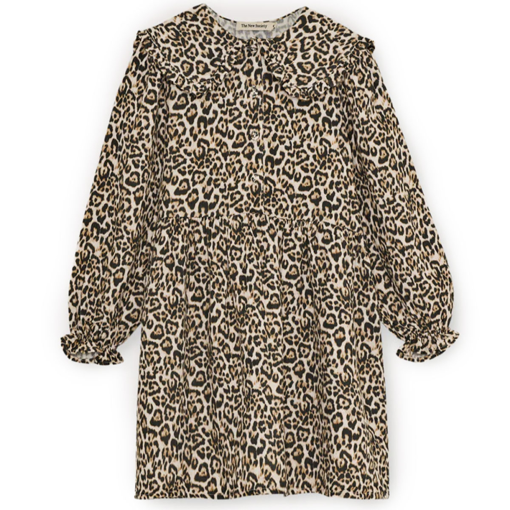 The New Society Jurk Beige/Bruin Tijgerprint
