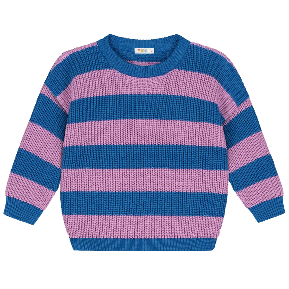 Yuki Gebreide Trui Blauw/Paars Strepen Cotton Candy