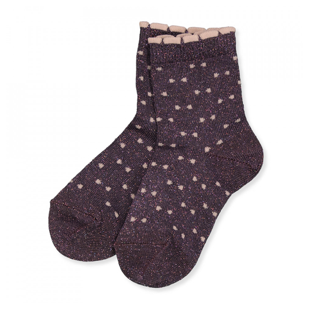 MP Denmark Sokken Bea Glitter 10-77235-2001 Dark Purple - Stippen