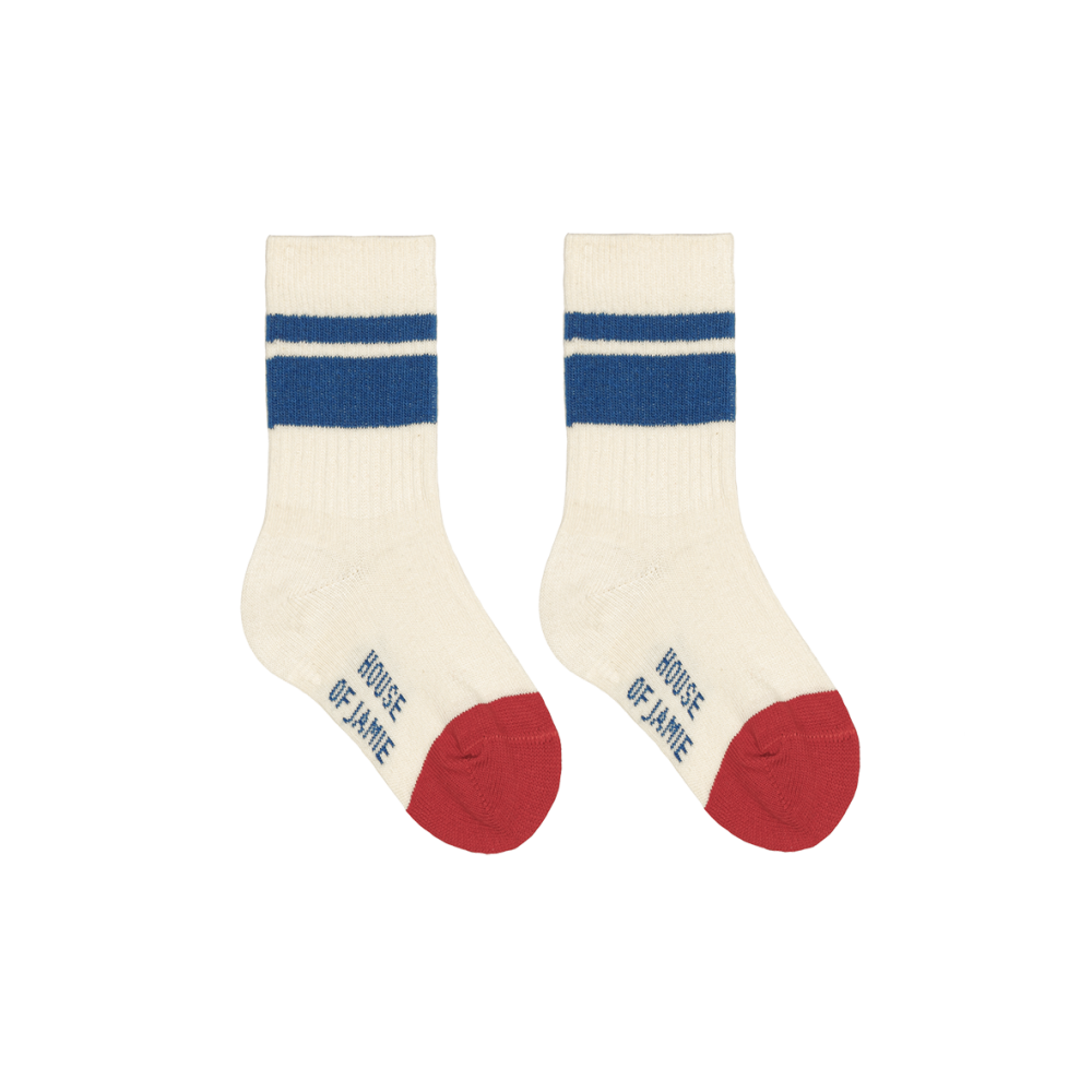 House of Jamie Sokken Wit/Blauw Strepenprint