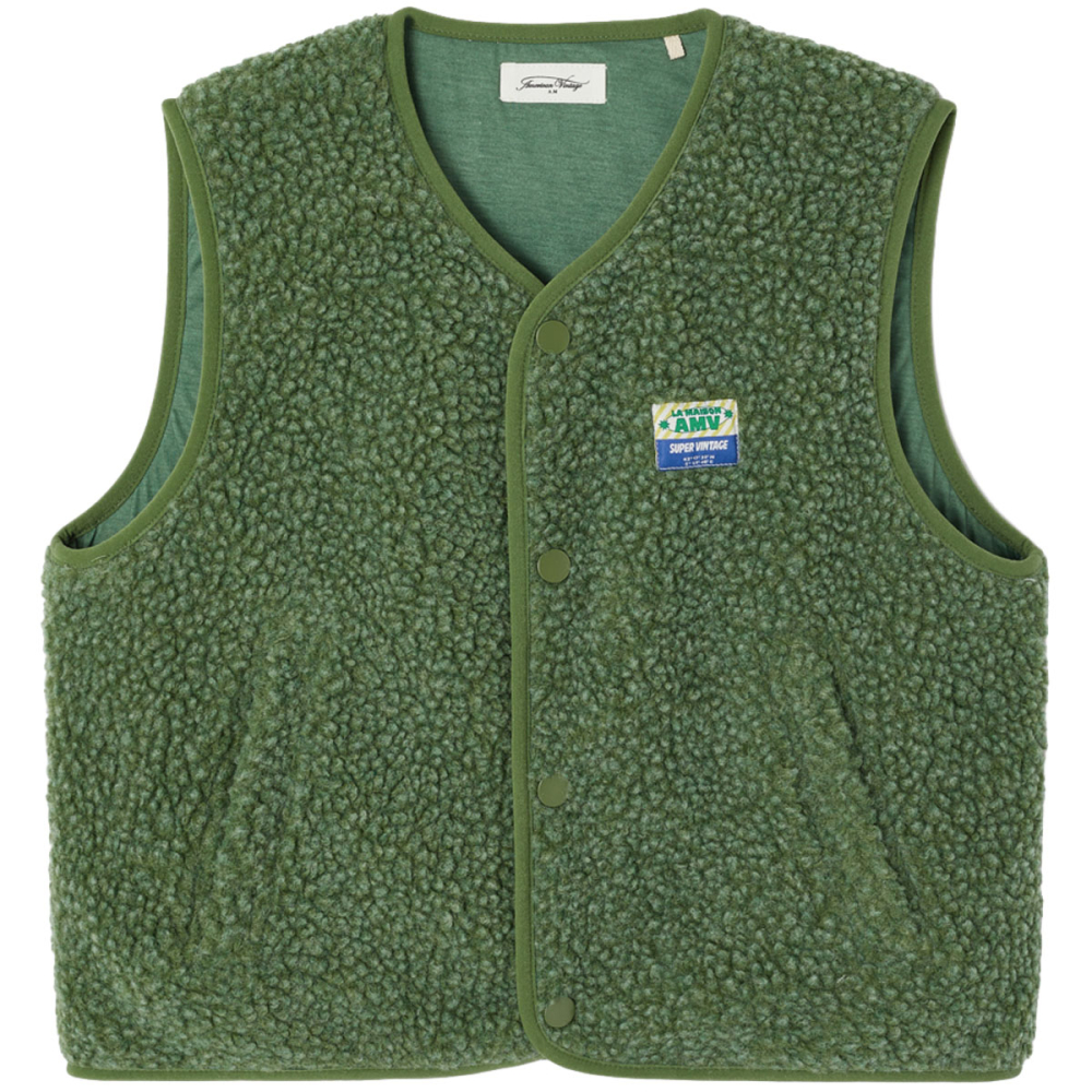 American Vintage Hoktown Teddy Bodywarmer Pinede Chine voor kinderen in groene teddy sto