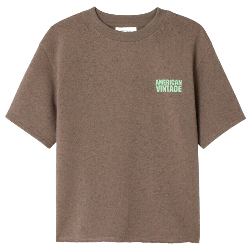 American Vintage T-shirt marron bruin jongen voorkant