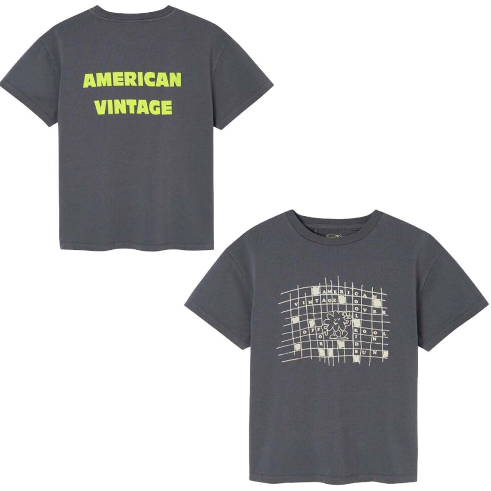 merican Vintage T-shirt Grijs Woordzoeker Acier Steel Vintage