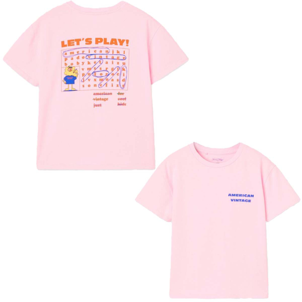 American Vintage T-shirt Roze Woordzoeker Baby Pink Vintage