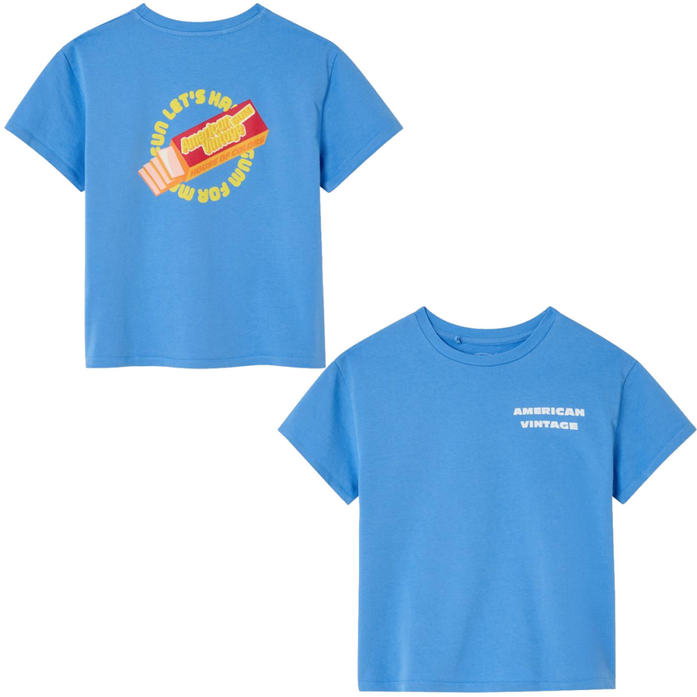 American Vintage T-shirt blauw Gum Celeste oversized kinder T-shirt