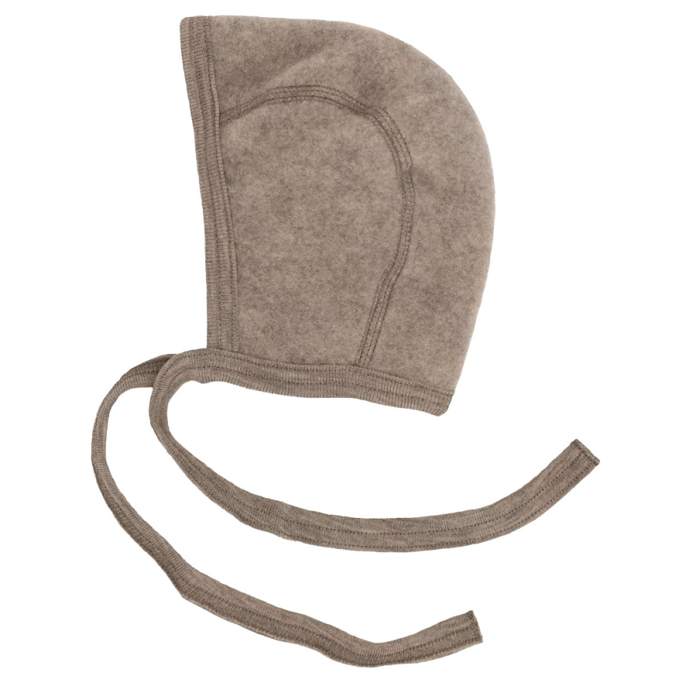 Engel Natur Strikmutsje Bruin Wol Fleece Walnut