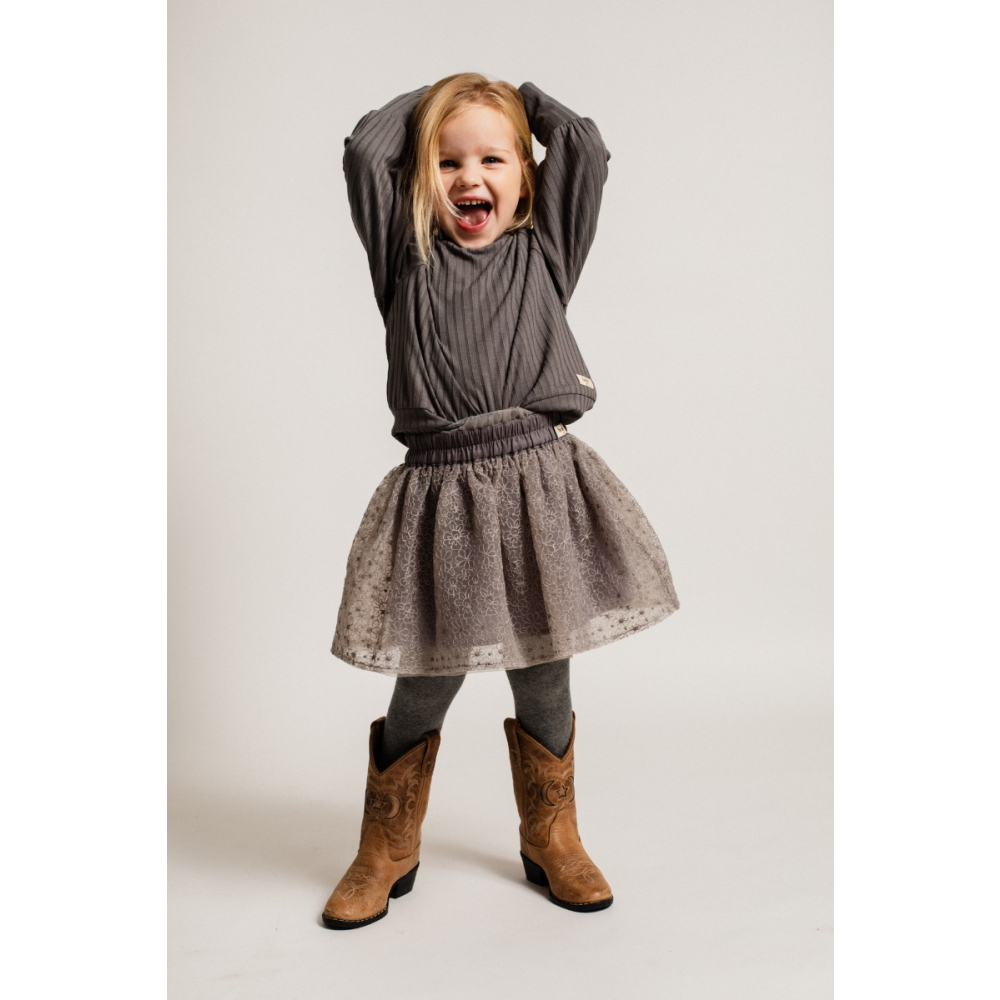Baje Studio Rok Grijs Tule Bloemen Fey Grey Steel