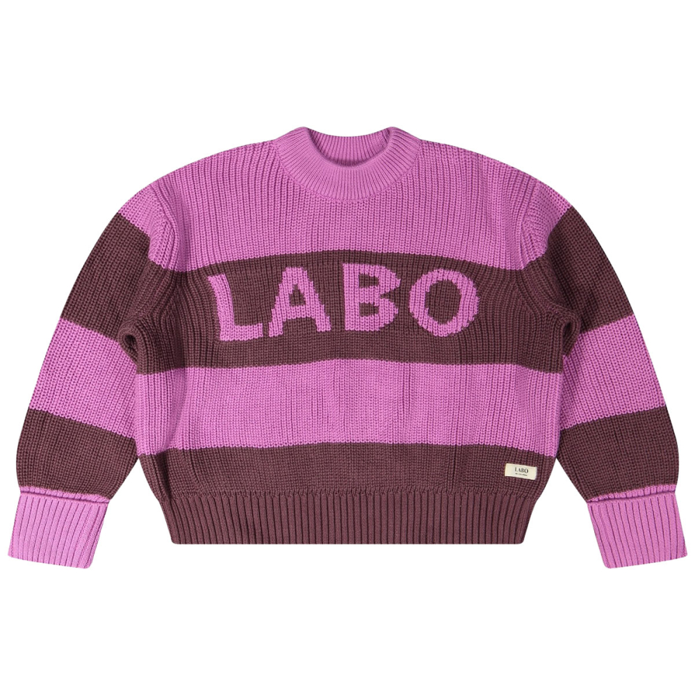 Labo De Colore Gebreide Trui Roze/Paars Strepen