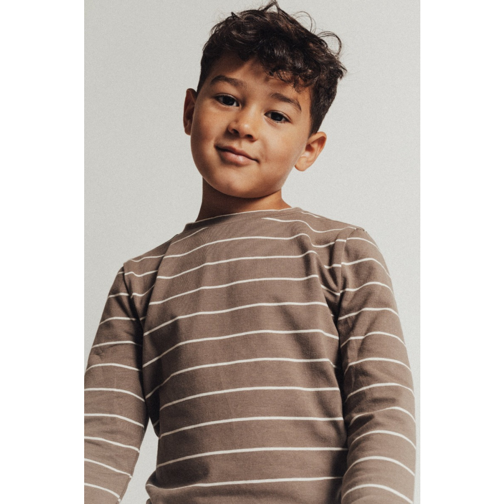 Baje Studio Longsleeve Ayot Bruin/Creme Strepenprint
